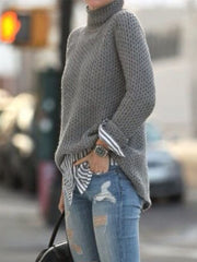 Vintage Plain Long Sleeves Plus Size Casual Sweater
