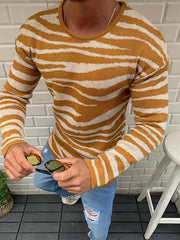 Men's Fashion Zebra-Stripe Knit Sweater