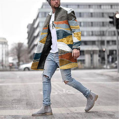 Men's Fashion Color Block Lapel Casual Coat Jacket