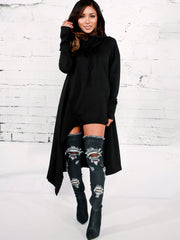 Asymmetric Long Sleeve Hoodie Sweatshirt