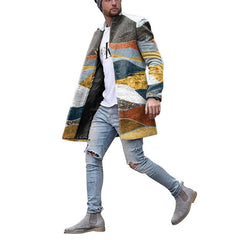 Men's Fashion Color Block Lapel Casual Coat Jacket