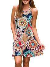Fashion Print Sleeveless Vest Shift Dresses