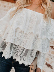 Elegant Lace Off Shoulder Blouses For Woman