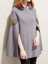 Cape Sleeve Knitted Embroidered Casual Sweater