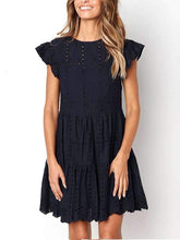 Round Neck Cutout Casual Shift Dresses