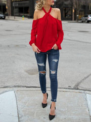 Band Collar Off Shoulder Fashion Woman Blouses