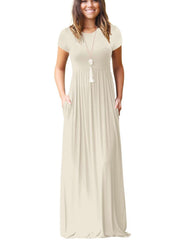 Casual Short sleeve Pocket Maxi Dresses