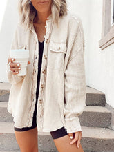 Waffle new casual women turn sown neck plain blouses coats