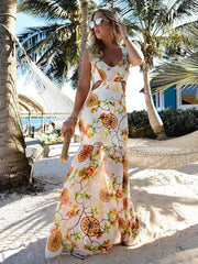 Chiffon Floral Hollow Maxi Dresses