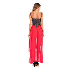 Sexy Gored Backless Vest Chiffon Skater Dresses