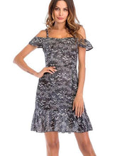 Off shoulder Floral print Vest Chiffon Shift Dresses
