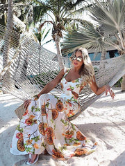 Chiffon Floral Hollow Maxi Dresses