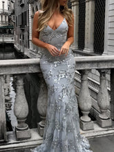 Sexy V neck Paillette Evening Dresses