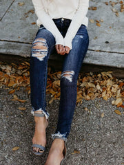 Fashion Hollow Jean Pencil Pants