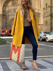 Loose women woolen long sleeve long coats