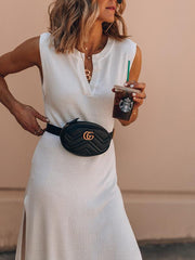 White Women V neck Sleeveless Maxi Dresses