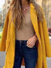 Loose women woolen long sleeve long coats