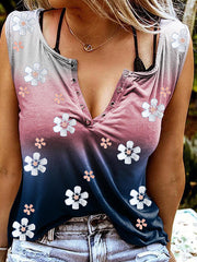 Cute flower v neck sleeveless vests