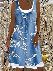 Daily Round neck Sleeveless Printed Shift Dresses
