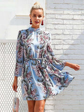 Sexy Print Mandarin sleeve Backless Lacing Shift Dresses