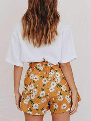 Women chiffon daisy printed shorts short pants