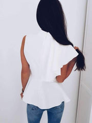 Fashion Irregular Sleeveless Falbala T-Shirts