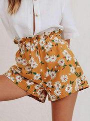 Women chiffon daisy printed shorts short pants