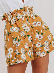 Women chiffon daisy printed shorts short pants