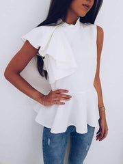 Fashion Irregular Sleeveless Falbala T-Shirts