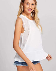 Fashion Gored Lace Round neck Vests