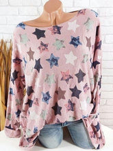 Casual Daily Star Printed Long Sleeve Large Size T-shirts
