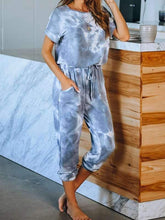 Round neck women Printed short sleeve gradient ramp jumpsuits