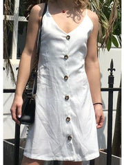 Sexy V neck Lacing Backless Vest Shift Dresses