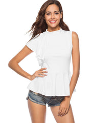 Fashion Irregular Sleeveless Falbala T-Shirts
