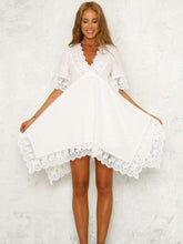Sexy V neck Half sleeve Lace Shift Dresses