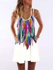Round Neck Print Shift Dress