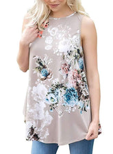 Fashion Floral Sleeveless Round neck T-Shirts