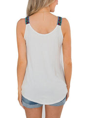 Women Bohemia Style Strap Plain Vests
