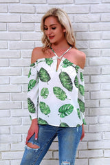 Fashion Print Off shoulder Halt T-Shirts