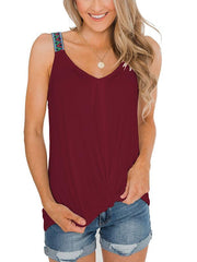 Women Bohemia Style Strap Plain Vests