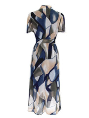 Fashion Print Stand collar Skater Dresses