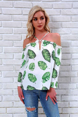 Fashion Print Off shoulder Halt T-Shirts