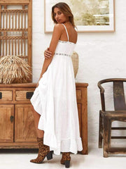 Fashion Lace Falbala Irregular Maxi Dresses