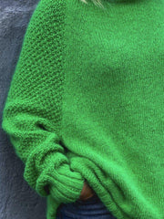 Shirt Sleeve Casual Green Plain Sweater