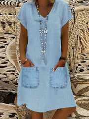 V Neck Short Sleeve Dresses