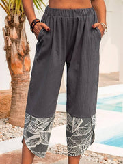 Casual Cotton Leaves Pants
