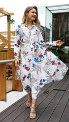 Women Autumn Long sleeve Floral Maxi Dresses
