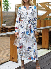 Women Autumn Long sleeve Floral Maxi Dresses