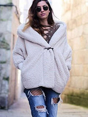 Fashion Loose Plush V neck Coats