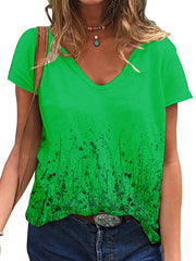 Loose Women V-neck Short Sleeve T-shirts Summer Tops